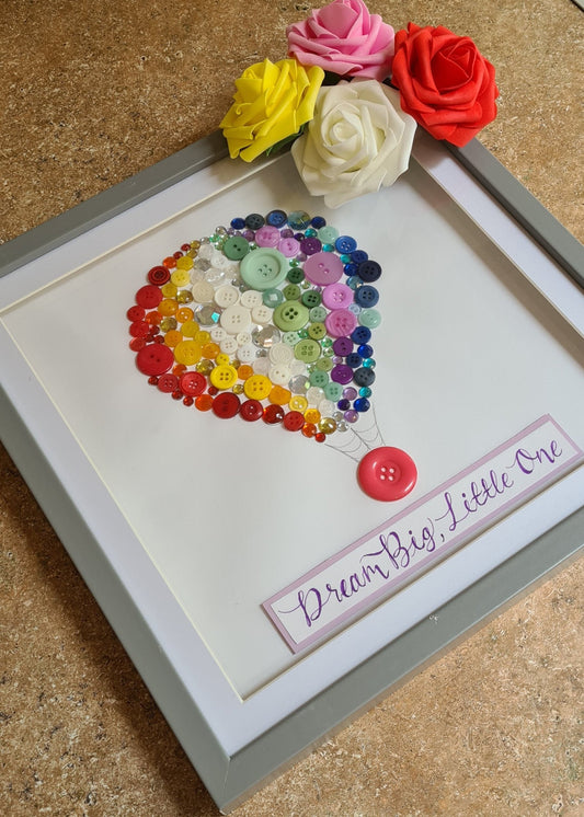 Rainbow Hot Air Balloon Button Frame