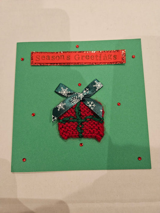 Knitted Christmas Present Card