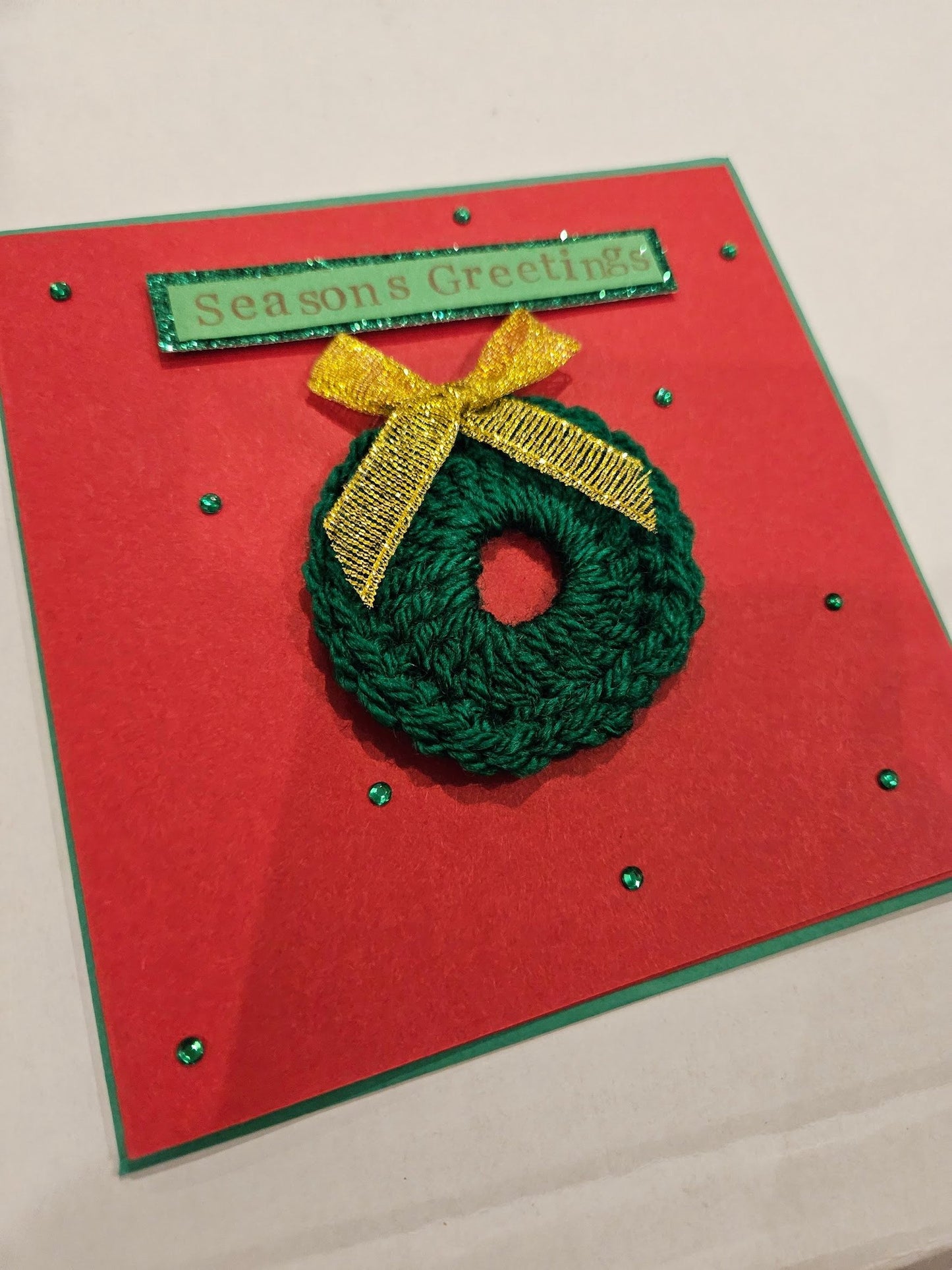 Knitted Christmas Wreath Card