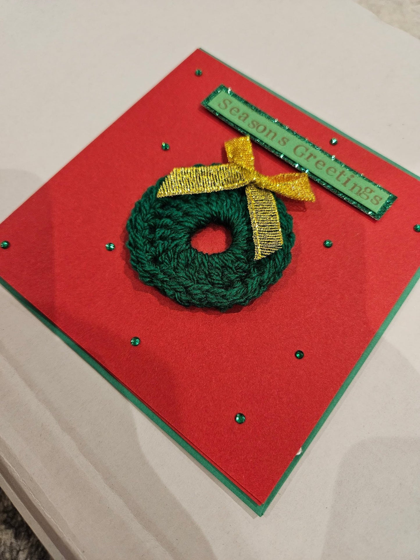 Knitted Christmas Wreath Card