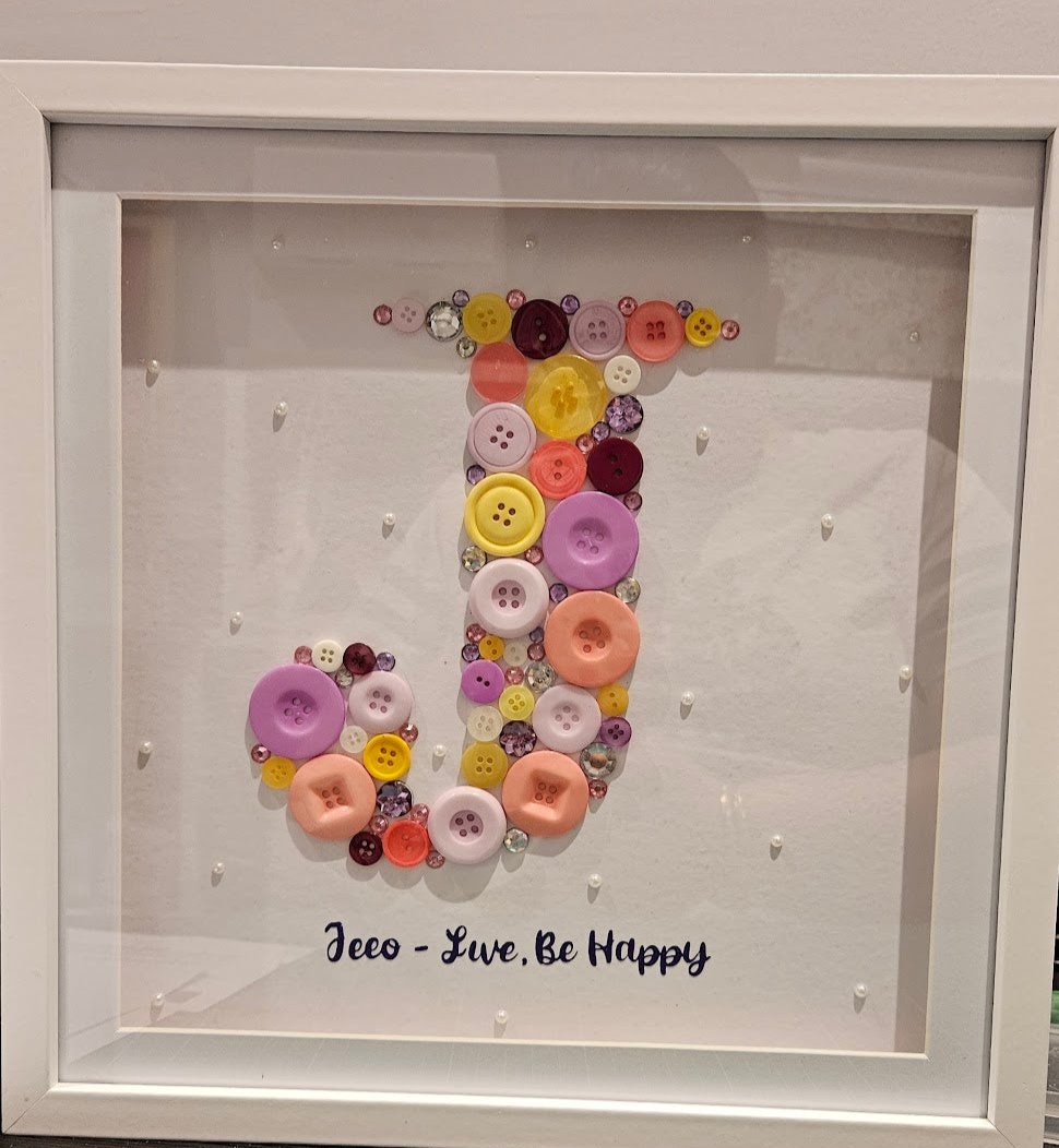 Button Letter Shadow Box Frame