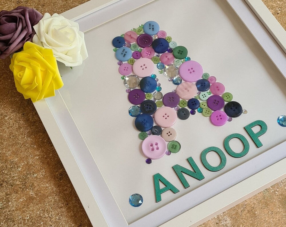 Button Letter Shadow Box Frame